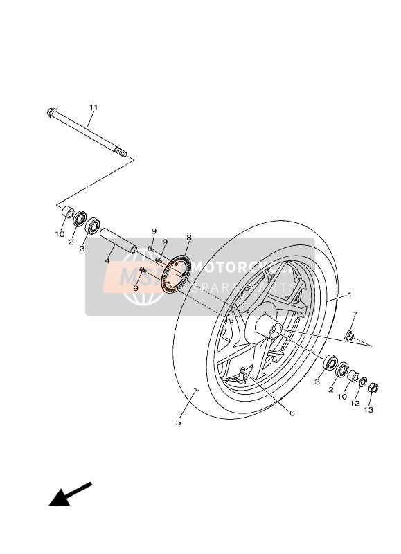 B74F51810000, Axle, Wheel, Yamaha, 2